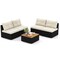 Costway 5 Piece Outdoor Furniture Set with Seat & Back Cushions Acacia Wood Tabletop